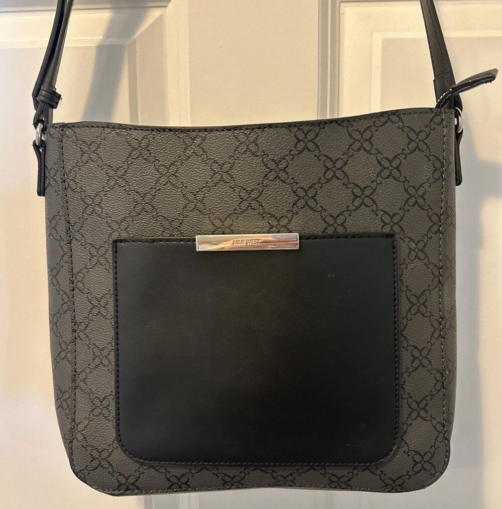 Nine West Vintage Crossbody Bag Black & Gray Shoulder Handbag Purse